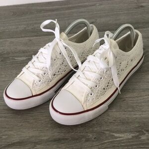 Crochet Low Top White Sneakers | 9/40